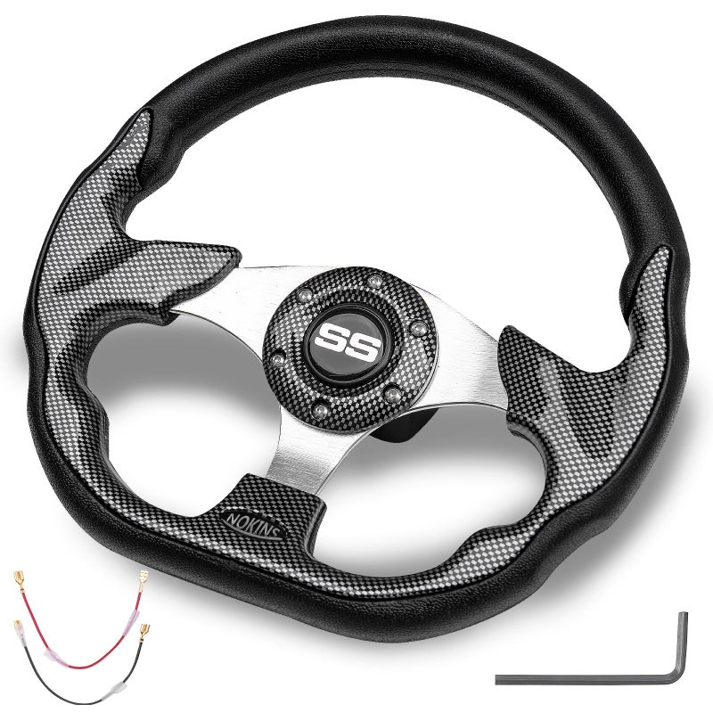 NOKINS Golf Cart Steering Wheel Universal for EZGO TXTRXVClub Car DSPrecedentYamaha Fit Most Golf Cart D Shape Carbon Fiber - Image 2