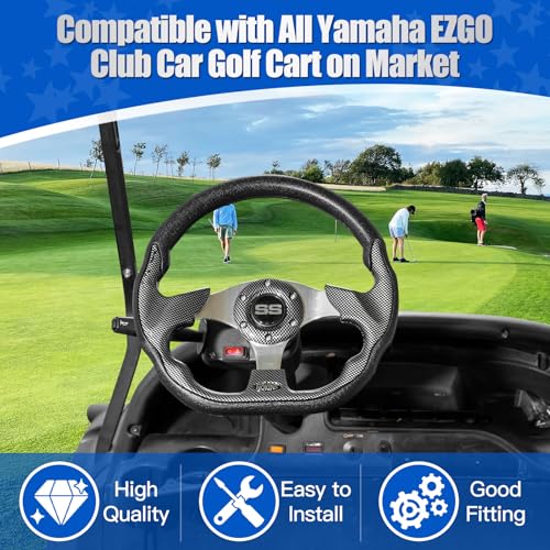 NOKINS Golf Cart Steering Wheel Universal for EZGO TXTRXVClub Car DSPrecedentYamaha Fit Most Golf Cart D Shape Carbon Fiber - Image 3
