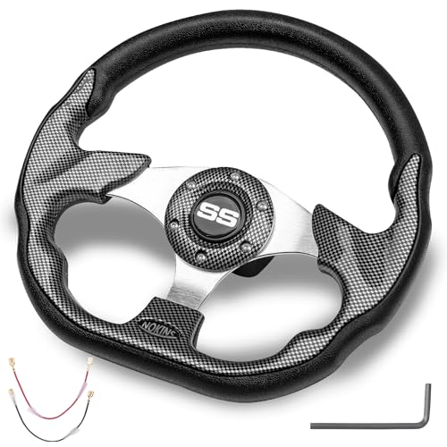 NOKINS Golf Cart Steering Wheel Universal for EZGO TXTRXVClub Car DSPrecedentYamaha Fit Most Golf Cart D Shape Carbon Fiber - Image 1