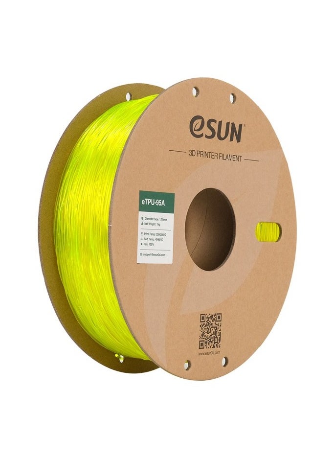 إي صن - eSUN eTPU-95A خيوط طباعة مرنة ثلاثية الأبعاد، أصفر شفاف، 1 كجم - Image 1