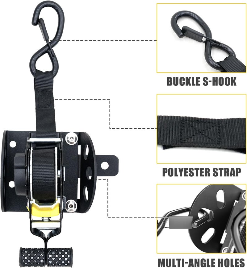 Maxzina Retractable Ratchet Strap for 2022-2025 Ford Maverick - 2PCS Auto Retract Securing Strap Tie Down System - Image 3