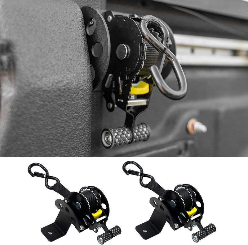 Maxzina Retractable Ratchet Strap for 2022-2025 Ford Maverick - 2PCS Auto Retract Securing Strap Tie Down System - Image 1