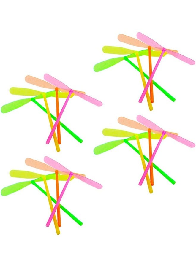 Geustos 40 Pieces Dragonfly Hand Rub Double Flying Leaves Plastic Dragonfly Toy Helicopter Rotation Propeller Children Outdoor Toy Gift Random Colour - Image 2