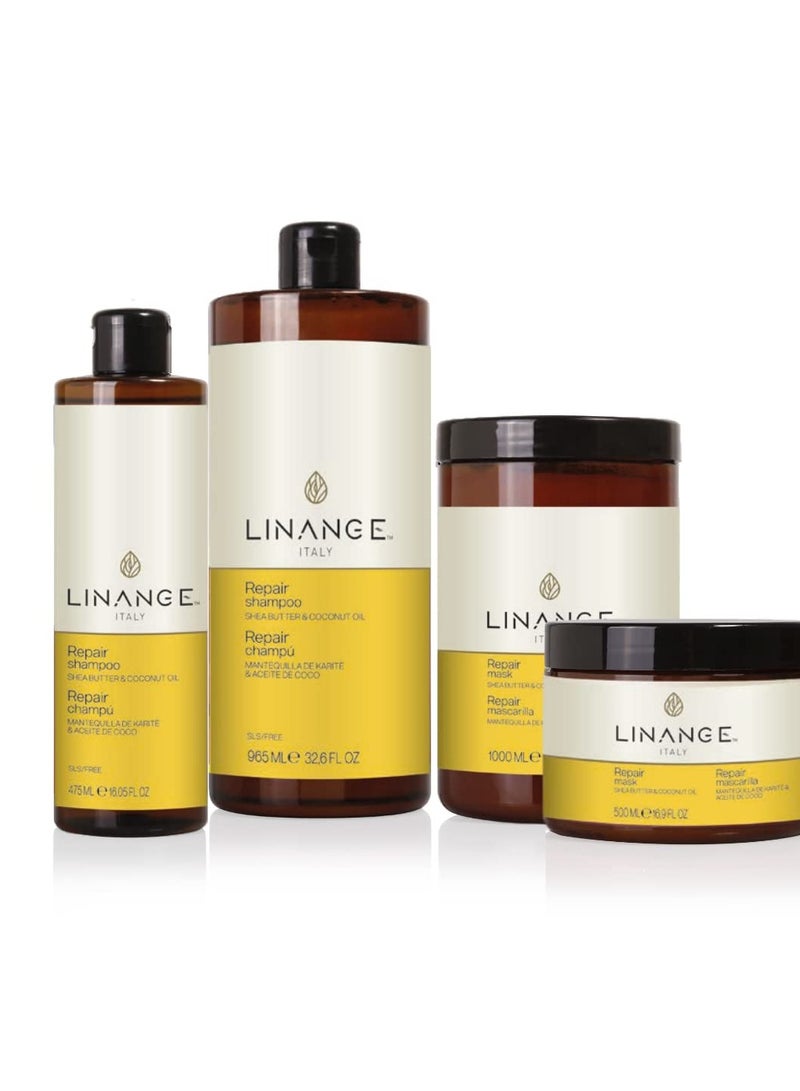 Linange Repair Mask with Shea Butter & Coconut Oil 500ml/16.9 oz - Free Starry Lip Plumping Gloss 10ml - Image 3