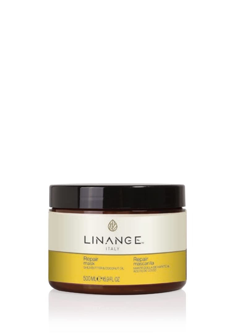 Linange Repair Mask with Shea Butter & Coconut Oil 500ml/16.9 oz - Free Starry Lip Plumping Gloss 10ml - Image 1