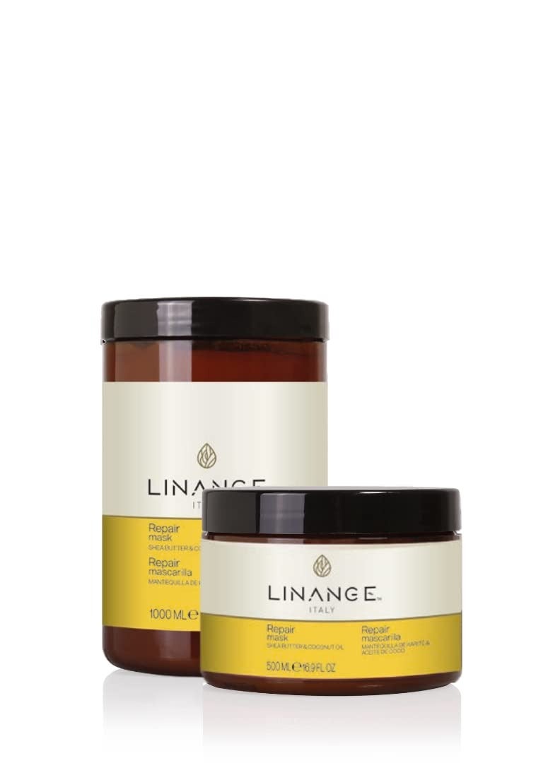 Linange Repair Mask with Shea Butter & Coconut Oil 500ml/16.9 oz - Free Starry Lip Plumping Gloss 10ml - Image 2