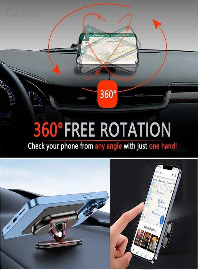 Coolpow 【2-PACK】Magnetic phone holder for car, [ Super Strong Magnet ] [ with 4 Metal Plate ] cell phone carmount for iPhone Magnetic [ 360° Rotation ] Universal Dashboard adhesive Car Magnetic Phone Mount - Image 5