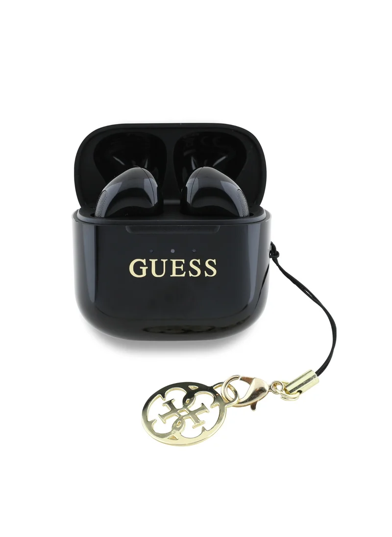 GUESS Charm TWS Wireless Earphones with Glossy Effect & Classic Logo Print / Fast Charging / Up to 5 Hour Music Play Time / 180 Days Standby Time / 10 Meter Transmission Distance- Black