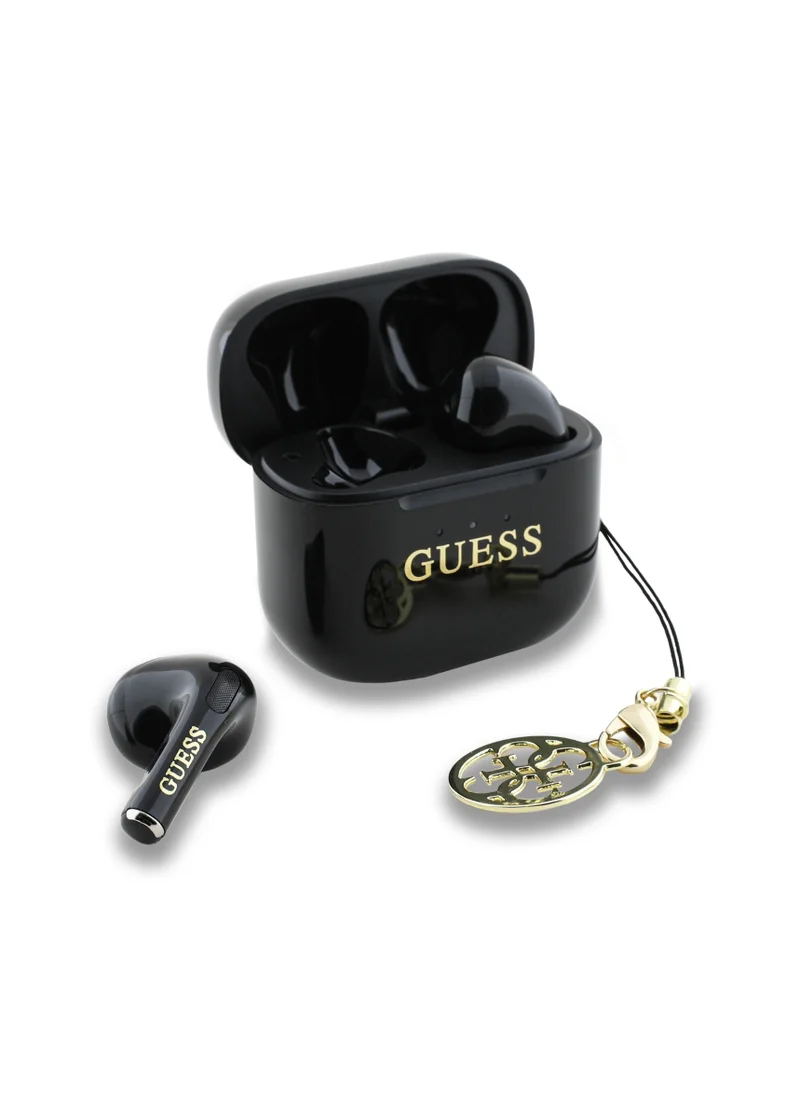 GUESS Charm TWS Wireless Earphones with Glossy Effect & Classic Logo Print / Fast Charging / Up to 5 Hour Music Play Time / 180 Days Standby Time / 10 Meter Transmission Distance- Black