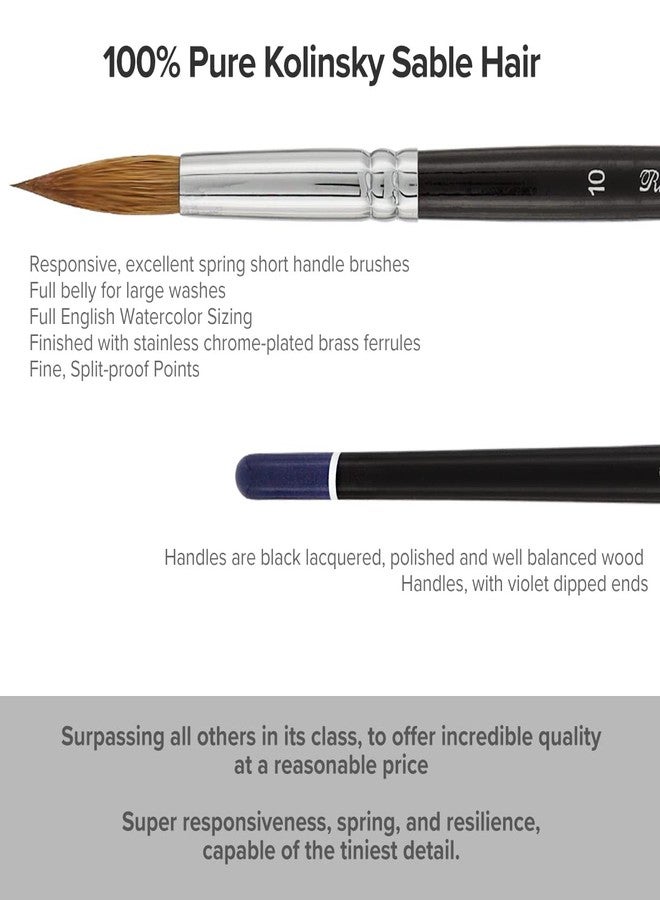 Creative Mark Rhapsody Kolinsky Sable Brushes for Professional Watercolorists - Round # 1 Excellent Spring, Full Belly, Split-Proof Points, Chrome Ferrules, Short Handle, English Sizing - Image 4
