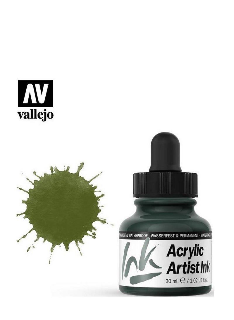 Acrylic Artist Ink 30ml Green – Waterproof, Permanent, Professional Fluid Acrylic