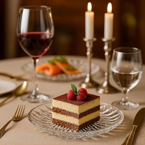 WRINGO Plate Set of 4 pcs Bead Rim Decorative 6 inch Crystal Clear Glass Plate- Dry Fruits Sweets Chocolate Snack Plate for Dining,Catering Event, Dinner Parties,Wedding Dinner Plate (WS-05) - Image 3