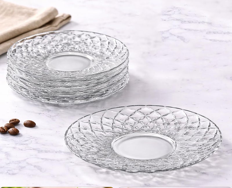 WRINGO Plate Set of 4 pcs Bead Rim Decorative 6 inch Crystal Clear Glass Plate- Dry Fruits Sweets Chocolate Snack Plate for Dining,Catering Event, Dinner Parties,Wedding Dinner Plate (WS-05) - Image 2