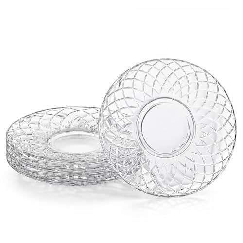 WRINGO Plate Set of 4 pcs Bead Rim Decorative 6 inch Crystal Clear Glass Plate- Dry Fruits Sweets Chocolate Snack Plate for Dining,Catering Event, Dinner Parties,Wedding Dinner Plate (WS-05) - Image 1