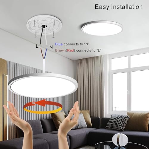 LEDLightsWorld 12 Inch LED Flush Mount Ceiling Light Fixture, 5000K Daylight White, 24W(240W Equivalent), 3200LM, Slim Modern Ceiling Lamp, Flat Round Ceiling Lighting for Bedroom Hallway Kitchen - Image 5