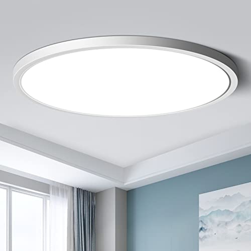 LEDLightsWorld 12 Inch LED Flush Mount Ceiling Light Fixture, 5000K Daylight White, 24W(240W Equivalent), 3200LM, Slim Modern Ceiling Lamp, Flat Round Ceiling Lighting for Bedroom Hallway Kitchen - Image 1