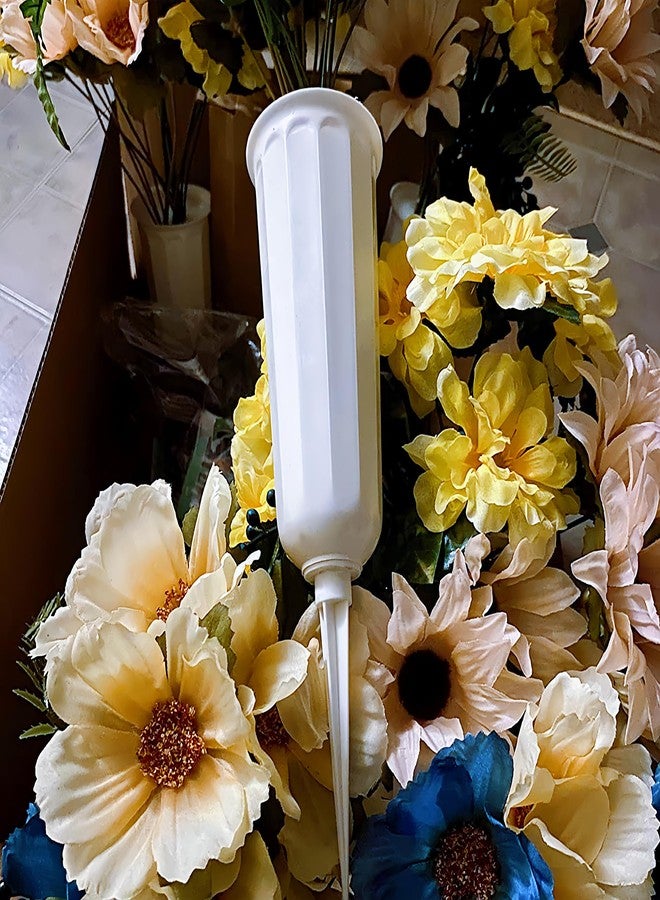 OTDCGI Memorial Floral Vases, Cemetery Vase, 10" High with Stake, Grave Cone Vase, Flower Pots for Outdoor Plants, Decorative Plastic Containers (Set of 6, White) - Image 3
