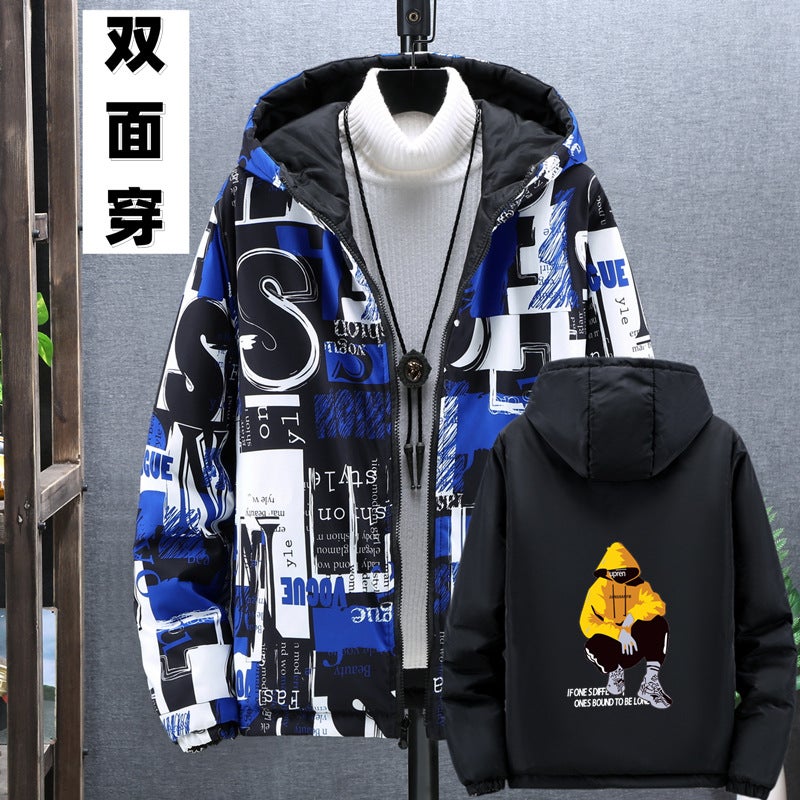 [30.00 Kg-125.00 Kg Wear] Autumn Coat Men'S Double-Sided Wear Trendy Handsome Student Jacket Boys Outer Jacket - Image 1