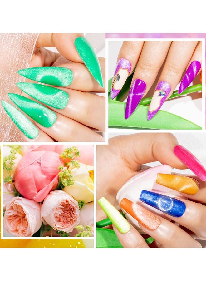brunson Gel Polish 15ml Neon Crystal 9D Cat Eye Gel Nail Polish Sparkly Diamond Gel Effect Magnetic French Manicure Pedicure Soak Off UV LED Gel Polish Salon Quality Chip Resistant Nail Extensions Nail Art - Image 3