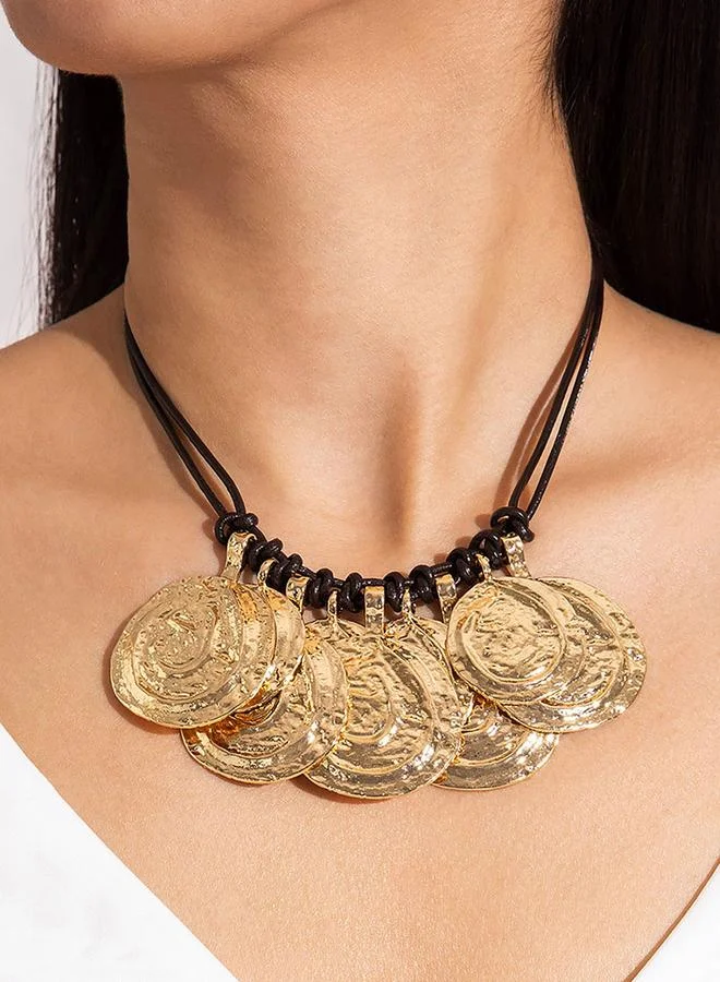 Styli Styli Textured Coin Drop Necklace