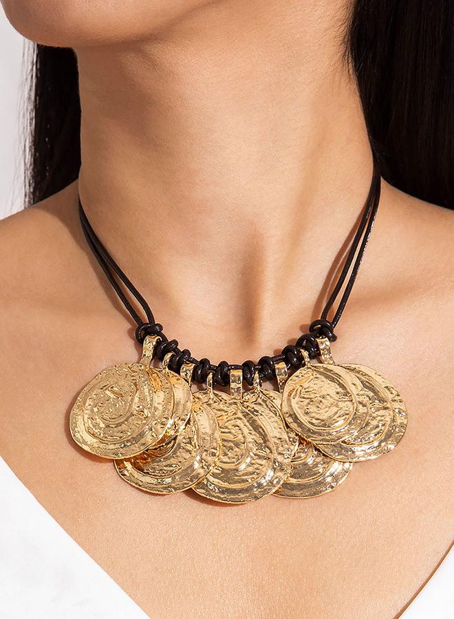 Styli Textured Coin Drop Necklace