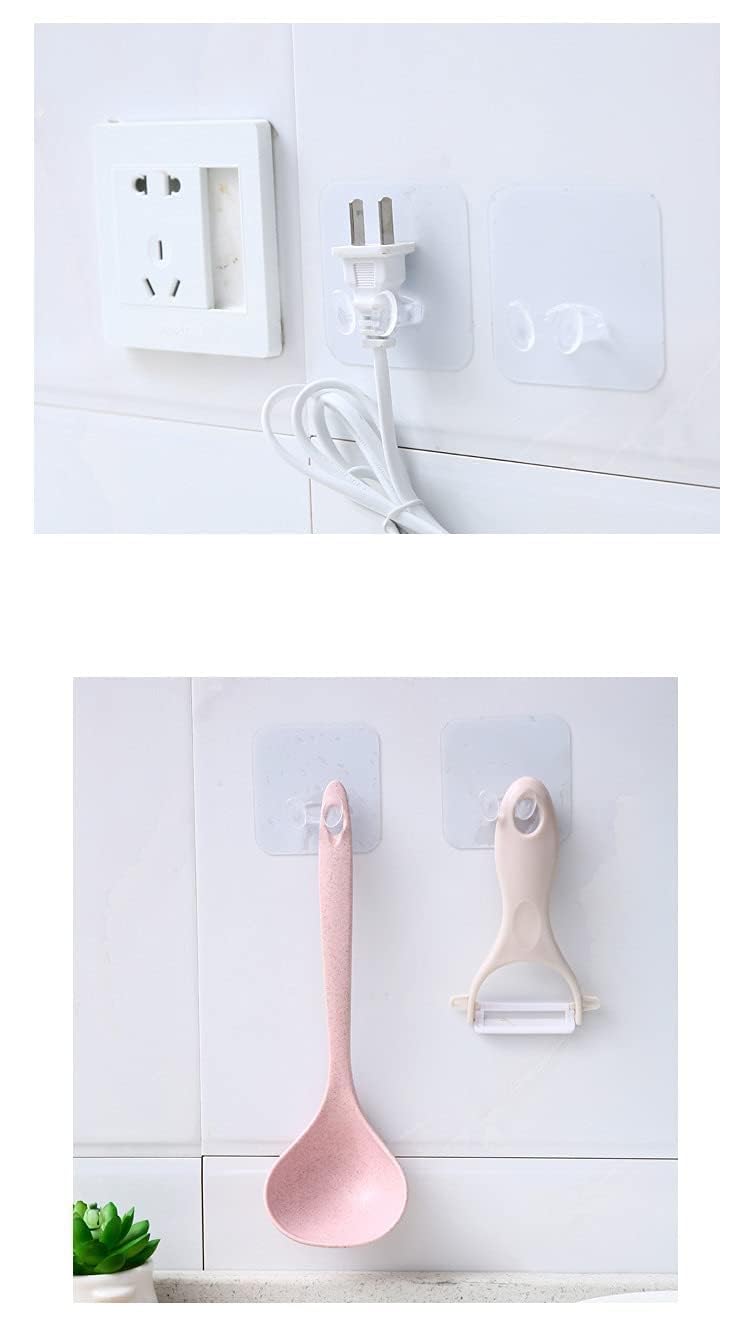 Jashal Adhesive Hook Multifunctional Power Plug Socket Holder NoPunch Transparent WallMounted Hook Stickers Holds Up to 10 KG for Keys Towels Plug Hook Pack of 30 - Image 4
