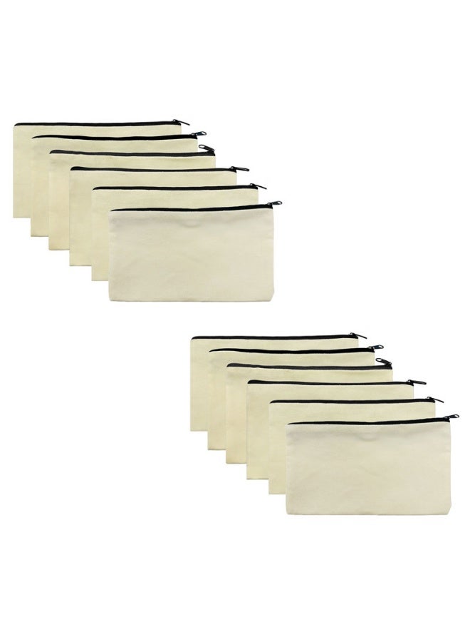 12 عبوة حقائب مكياج فارغة حقيبة مستحضرات تجميل متعددة الأغراض مع حقيبة أدوات تجميل متعددة الأغراض مع سحاب حقيبة أدوات تجميل للسفر بالجملة للتخزين، حقيبة أقلام رصاص بالجملة، حقيبة مكياج فارغة قماشية بسحاب مصنوعة يدويًا - Image 1