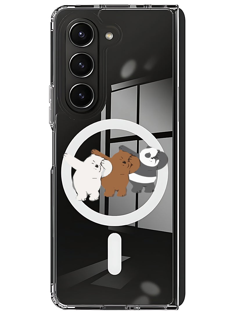 Theodor Magnetic Case for Samsung Galaxy Z Fold 5 Compatible with MagSafe Wireless Charging, Shockproof Phone Bumper Cover Bears dance - Image 1
