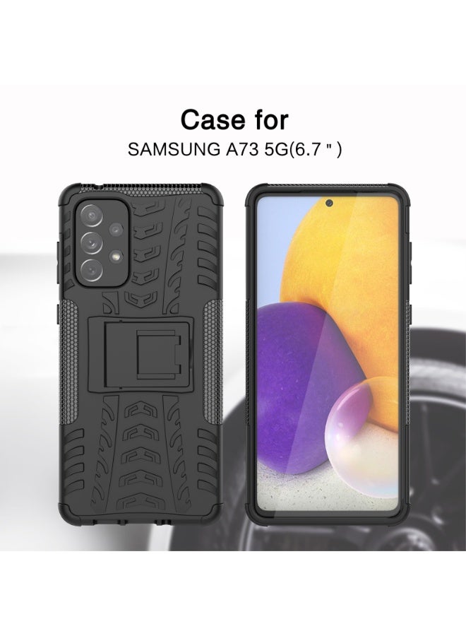 Case Cover Shock resistant  Kickstand TPU + PC Compatible with  Samsung Galaxy A73 (Black) - Image 5