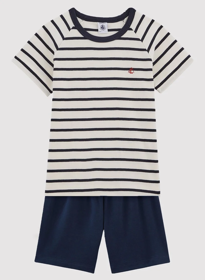Petit Bateau Boys' Short Cotton Pyjamas with Sailor Stripes