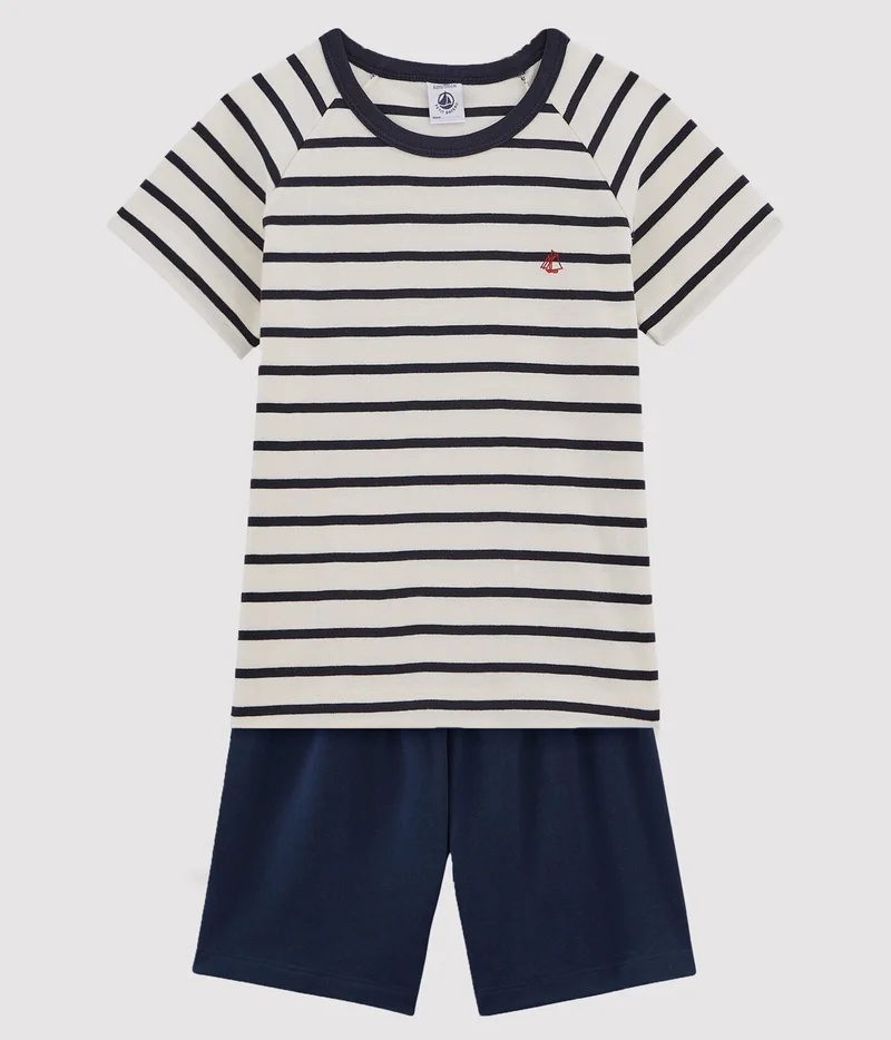 Petit Bateau Boys' Short Cotton Pyjamas with Sailor Stripes