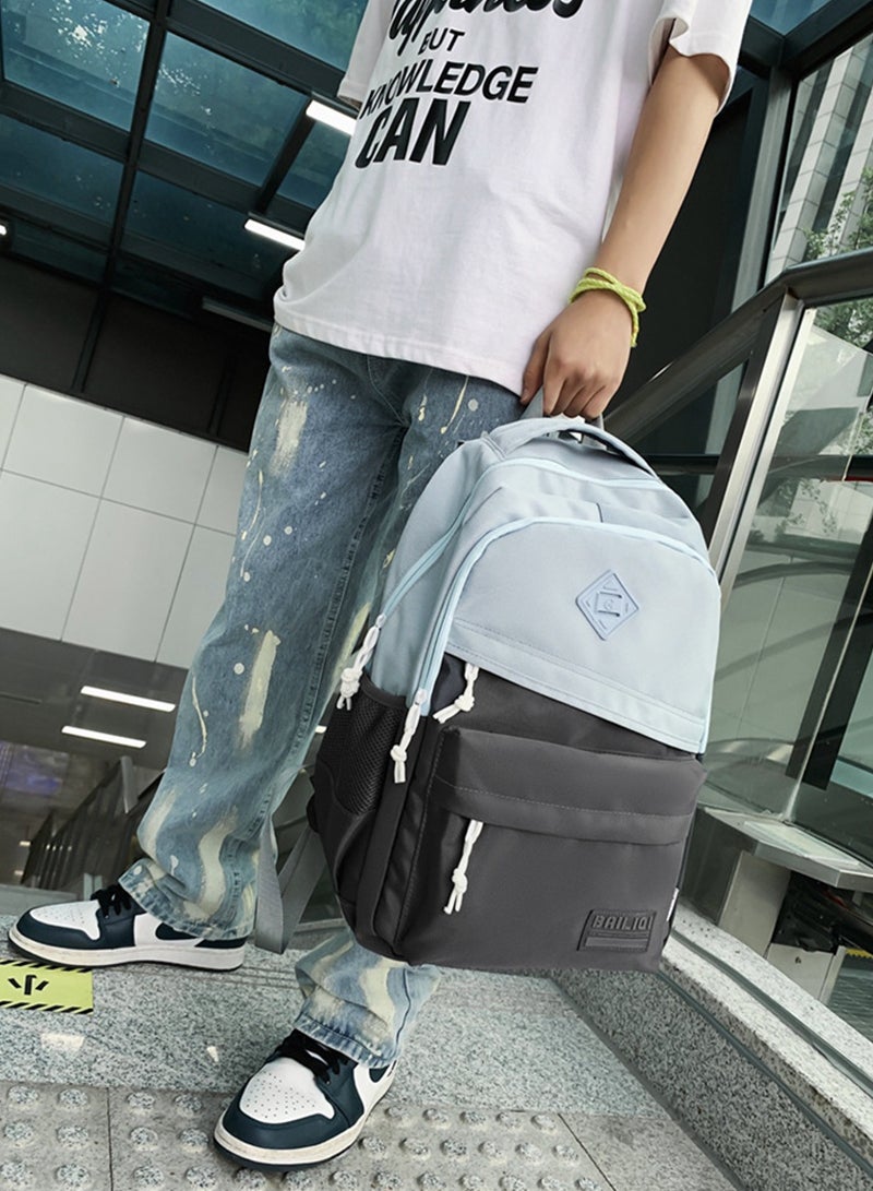 BAILI School Backpack Blue Waterproof Bookbag Casual Lightweight Travel Rucksack Daypack Backpacks for Men Women College High School Bags backpack for Boys Girls Teens  - Image 4