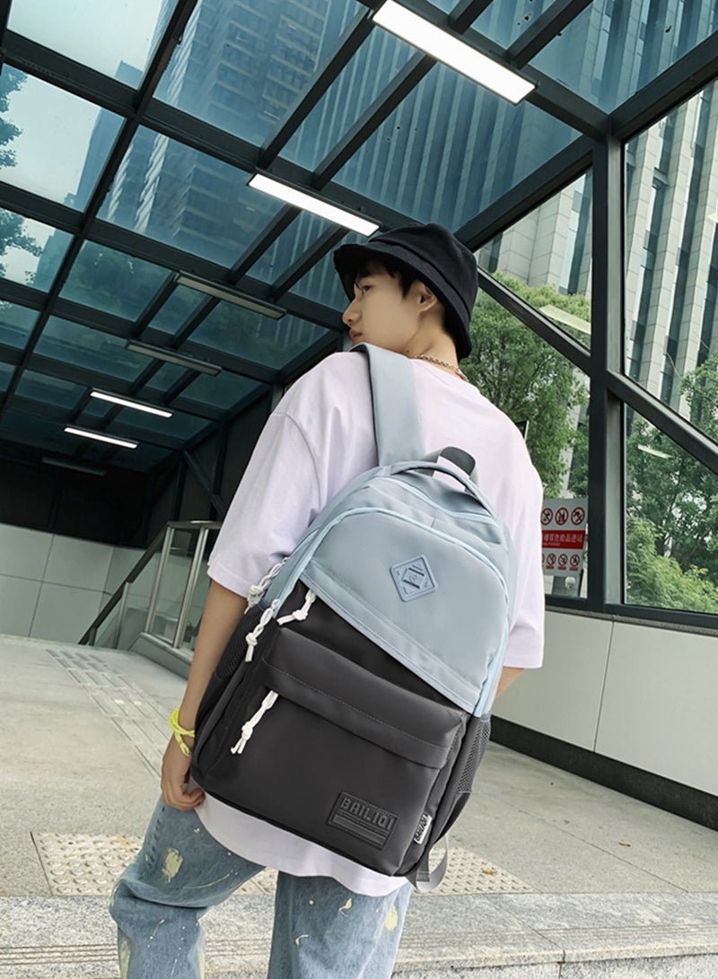 BAILI School Backpack Blue Waterproof Bookbag Casual Lightweight Travel Rucksack Daypack Backpacks for Men Women College High School Bags backpack for Boys Girls Teens  - Image 3