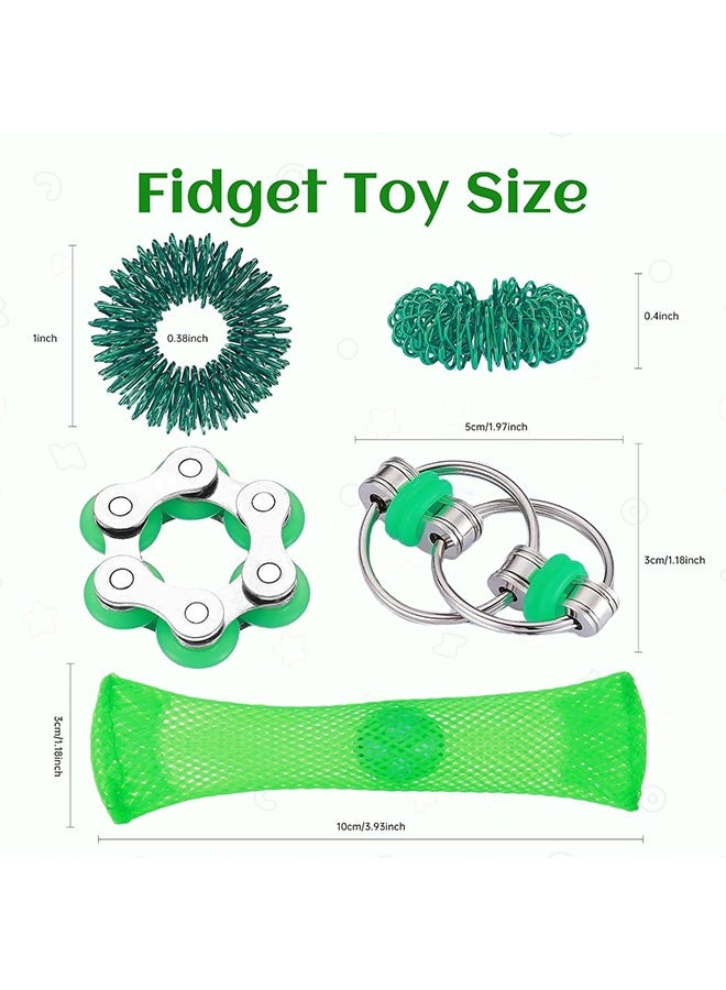 GD 10 Pcs Sensory Fidget Toy with Roller Bike Chain Fidget Spinner and Marble Fidget Stress Pea Pod Stress Relief Tools - Spiky Sensory Finger Rings for Kids and Adults with Attention Disorder - Image 2