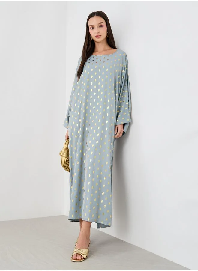 Take Two Take Two Foil Printed Batwing Sleeve Kaftan