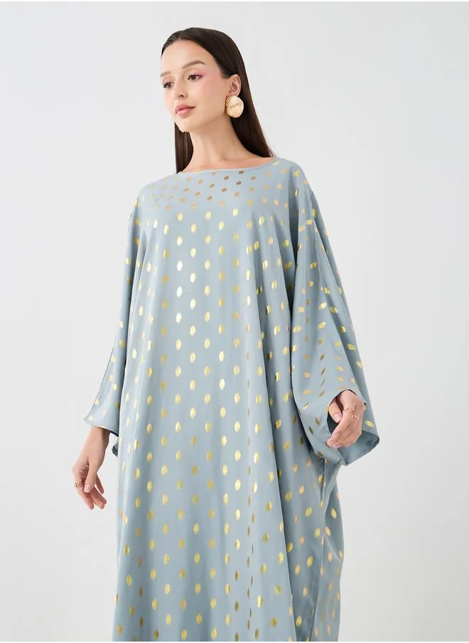 Take Two Take Two Foil Printed Batwing Sleeve Kaftan