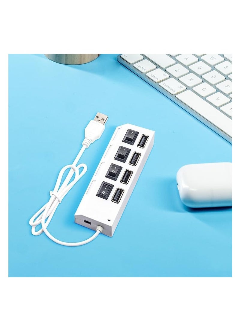 Generic - 4-Port USB 2.0 Hub - Portable High-Speed Multi-Device Splitter for PC, Laptop, Desktop, Flash Drives, HDDs, Consoles, Keyboards, and Mice (White) - Image 1