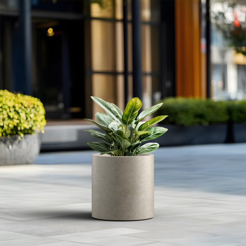 Kante 12.6" Cone-Style Concrete Planter Set of 3, Round Garden Pot with Drainage System for Indoor Outdoor Use, Suitable for Flower, Trees, Succulents, Weathered Concrete - Image 4