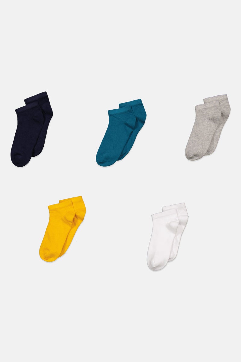 Tahari Toddlers Boy 5 Pair Ankle Socks, White - Image 1