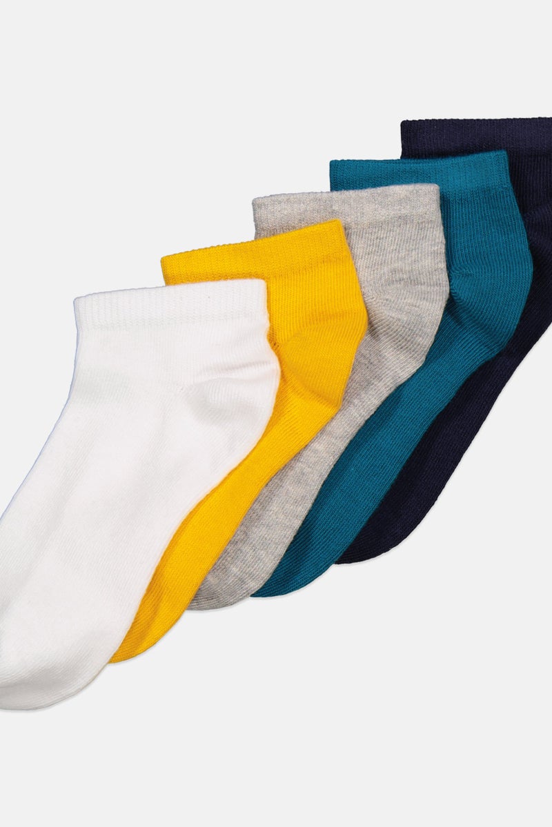 Tahari Toddlers Boy 5 Pair Ankle Socks, White - Image 2