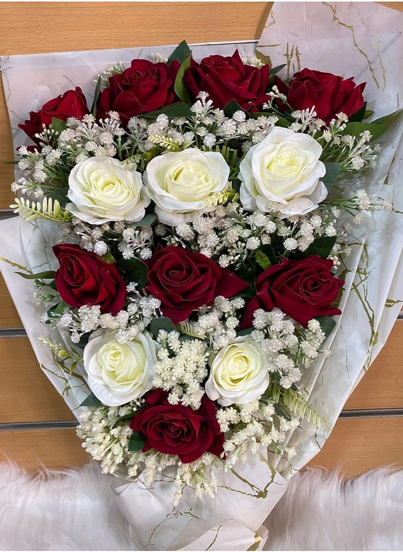 Generic - A bouquet of red and white flowers suitable for weddings and birthdays - Image 1