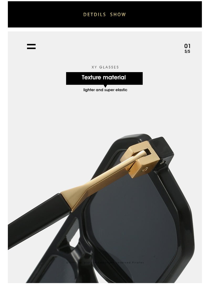 Dark Horse Double Bridge Sunglasses Fashion Gradient UV400 Retro Sunglasses  - Image 3