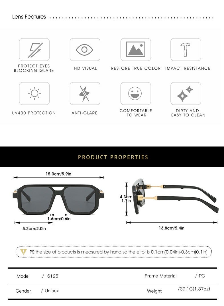 Dark Horse Double Bridge Sunglasses Fashion Gradient UV400 Retro Sunglasses  - Image 2