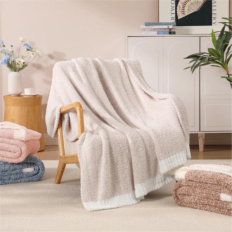 WRENSONGE Throw Blanket Cationic Dyeing Taupe Soft Cozy Fluffy Warm Hand Made Throw Blankets for Couch, Sofa, Chair, Bed, Camping, Picnic, Travel Lightweight Bed Blanket - 50"*60" - Image 3