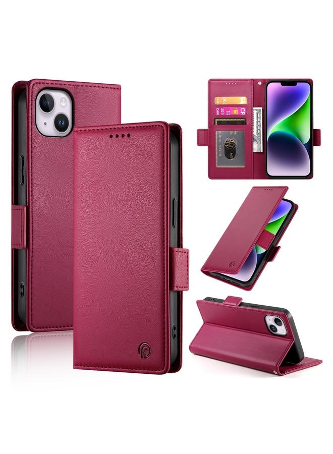 S-TOP Case For iPhone 14 Plus Side Buckle Magnetic Frosted Leather Phone Case - Image 1