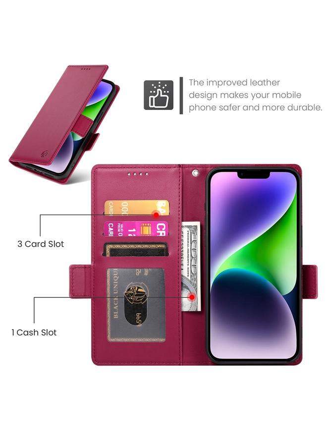 S-TOP Case For iPhone 14 Plus Side Buckle Magnetic Frosted Leather Phone Case - Image 4