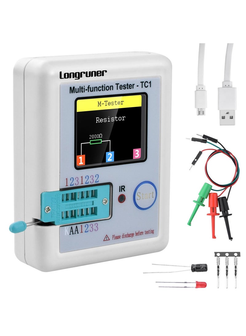 Multi-functional TFT Display Transistor Tester with Colorful Backlight for Diode, Triode, Capacitance, and Resistor Detection - Image 1