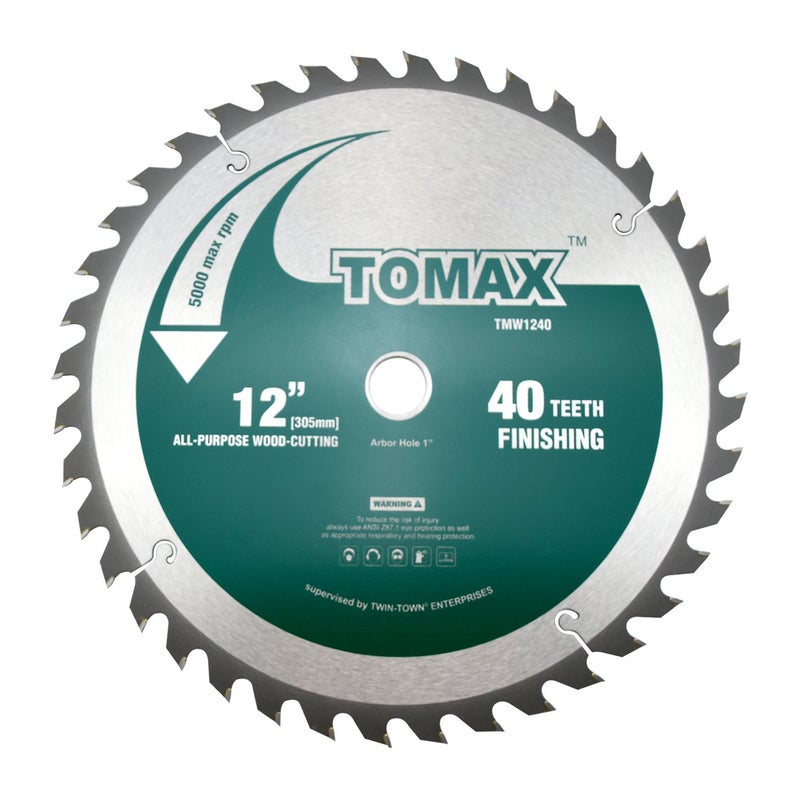 TOMAX 12-Inch 40 Tooth ATB Finishing Saw Blade with 1-Inch Arbor - Image 1