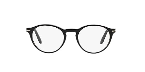 Persol Unisex PO3092V Round Prescription Eyewear Frames BlackDemo Lens 50 mm - Image 1