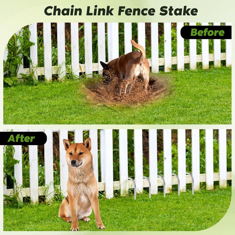 Homwin 12 inches Tent Stakes Heavy Duty 34-Pack, 5/16" Diameter J Hook Fence Stakes Rebar Ground Stake for Inflatables, Tarp, Yard Lawn Outdoor Decoration - Image 3